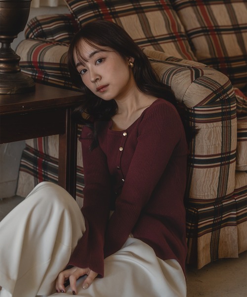 mideal 新品 アシンメトリーリブニット mideal（マイディール） ニット セーター asymmetry design rib tops