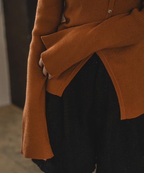 mideal（マイディール）の「asymmetry design rib tops /アシンメトリーデザインリブトップス（ニット/セーター・レディース・グリーン/ボルドー/オレンジ・FREE）」の20枚目の写真