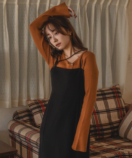 mideal（マイディール）の「asymmetry design rib tops /アシンメトリーデザインリブトップス（ニット/セーター・レディース・グリーン/ボルドー/オレンジ・FREE）」の16枚目の写真