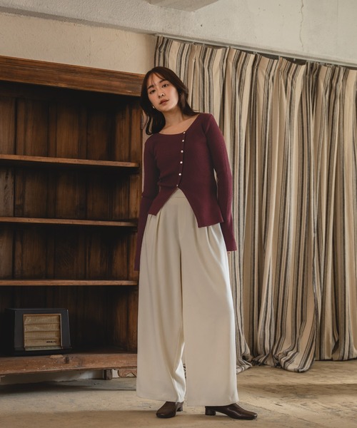asymmetry design rib tops /アシンメトリーデザインリブトップス