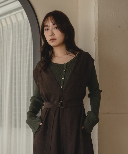 asymmetry design rib tops /アシンメトリーデザインリブトップス