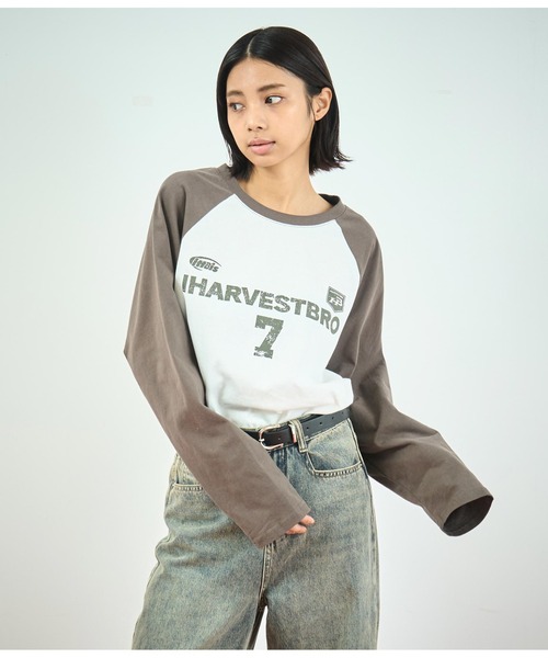 ANAP（アナップ）の「カレッジロゴラグラントップス（Tシャツ/カットソー・レディース・ネイビー/ブラック/カーキ・FREE）」の3枚目の写真