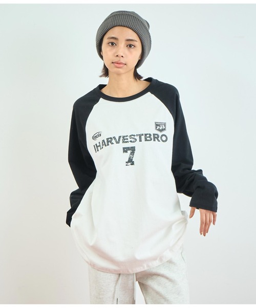 ANAP（アナップ）の「カレッジロゴラグラントップス（Tシャツ/カットソー・レディース・ネイビー/ブラック/カーキ・FREE）」の2枚目の写真