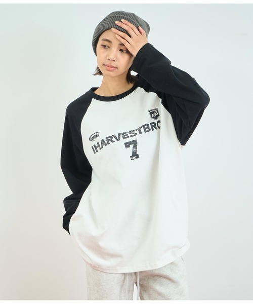 ANAP（アナップ）の「カレッジロゴラグラントップス（Tシャツ/カットソー・レディース・ネイビー/ブラック/カーキ・FREE）」の4枚目の写真