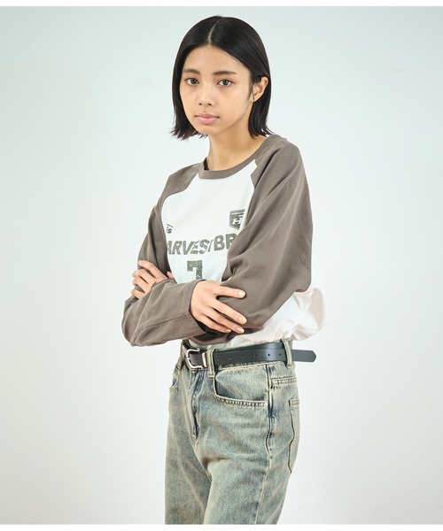 ANAP（アナップ）の「カレッジロゴラグラントップス（Tシャツ/カットソー・レディース・ネイビー/ブラック/カーキ・FREE）」の11枚目の写真