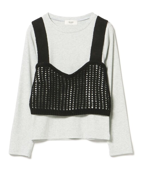 BEAMS スパンコールビスチェ × カットソー (セットアイテム) BEAMS HEART（ビームスハート）の「スパンコールビスチェ