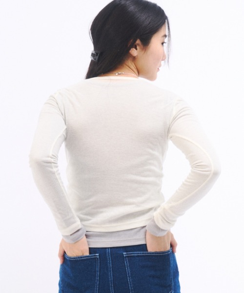 FEKETE（フェケテ）の「SHEER LONG SLEEVE TEE / シアーロンT（Tシャツ/カットソー・レディース・グレー/アイボリー/ブラック/ピンク/レッド・FREE）」の17枚目の写真