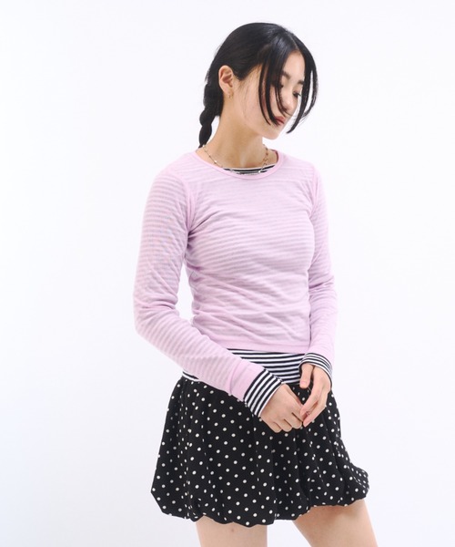 SHEER LONG SLEEVE TEE / シアーロンT（Tシャツ/カットソー）｜FEKETE