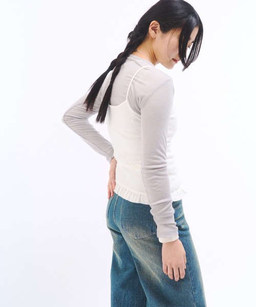 FEKETE（フェケテ）の「SHEER LONG SLEEVE TEE / シアーロンT（Tシャツ/カットソー・レディース・グレー/アイボリー/ブラック/ピンク/レッド・FREE）」の22枚目の写真