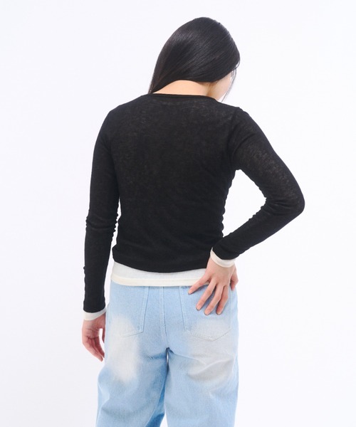 FEKETE（フェケテ）の「SHEER LONG SLEEVE TEE / シアーロンT（Tシャツ/カットソー・レディース・グレー/アイボリー/ブラック/ピンク/レッド・FREE）」の20枚目の写真