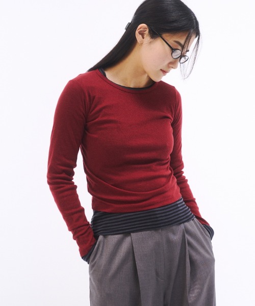 FEKETE（フェケテ）の「SHEER LONG SLEEVE TEE / シアーロンT（Tシャツ/カットソー・レディース・グレー/アイボリー/ブラック/ピンク/レッド・FREE）」の15枚目の写真