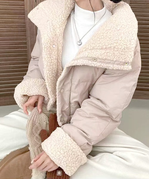 REMUR(レミュール)の「リバーシブルボアブルゾン ジャケット(ブルゾン・レディース・グレー/ブラック/ピンクベージュ/ホワイト/ベージュ・FREE)」の15枚目の写真