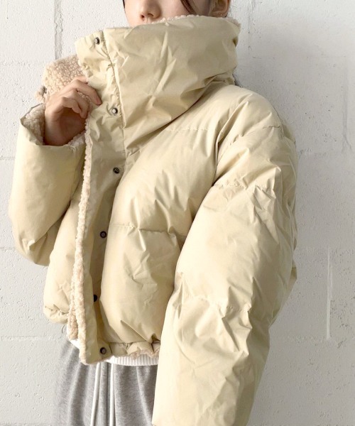 REMUR(レミュール)の「リバーシブルボアブルゾン ジャケット(ブルゾン・レディース・グレー/ブラック/ピンクベージュ/ホワイト/ベージュ・FREE)」の7枚目の写真