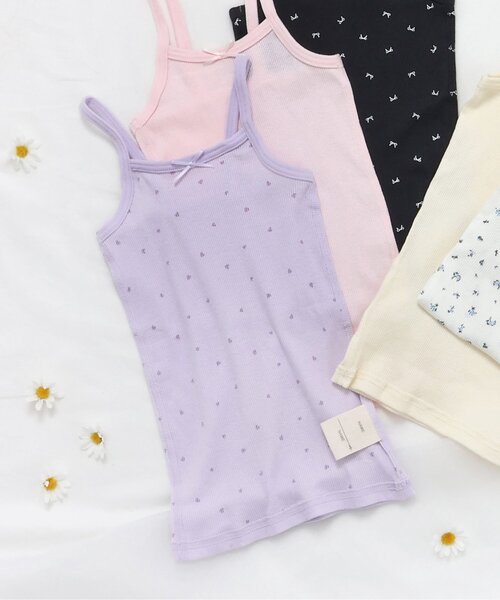 apres les cours（アプレレクール）の「深あきインナーリブキャミソール（インナーウェア/肌着・キッズ・アイボリー/ピンク/ラベンダー/チャコール/オフホワイト・80/130/120/110/100/90）」の4枚目の写真