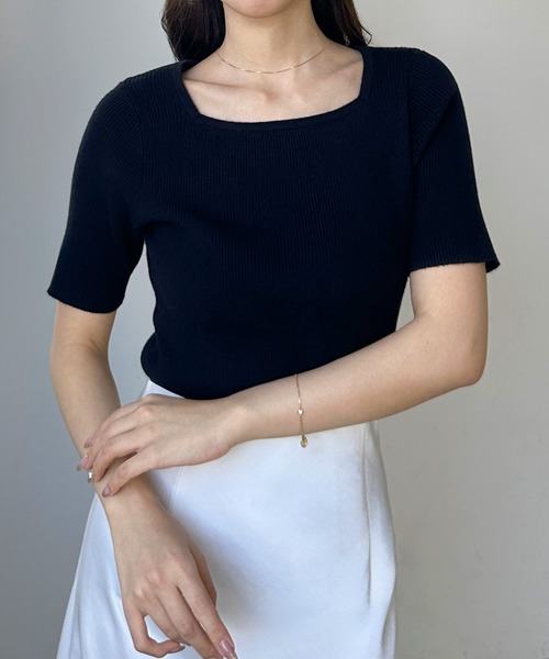 Skiea‑neck полуприлегающая рубашка с коротким рукавом (Skyeanec Half‑sleeve Rib Knit)