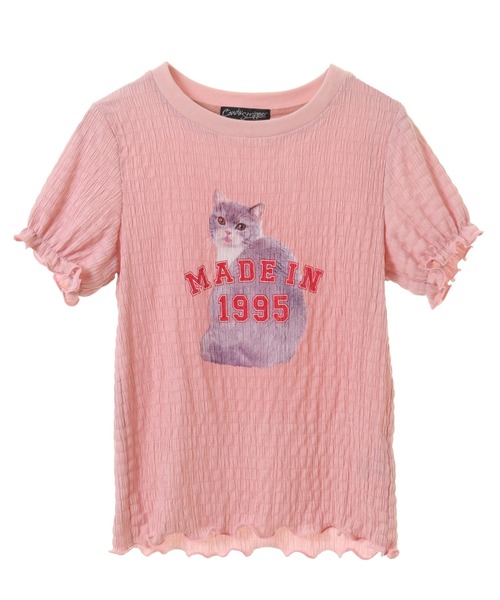 Candy Stripper(キャンディストリッパー)の「LAZY CAT SHIRRING トップス(Tシャツ/カットソー・レディース・オフホワイト/ブラック/ピンク・FREE)」の16枚目の写真