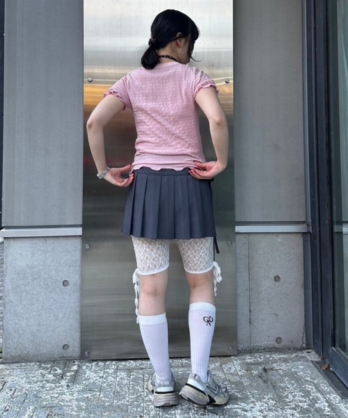 Candy Stripper(キャンディストリッパー)の「LAZY CAT SHIRRING トップス(Tシャツ/カットソー・レディース・オフホワイト/ブラック/ピンク・FREE)」の15枚目の写真