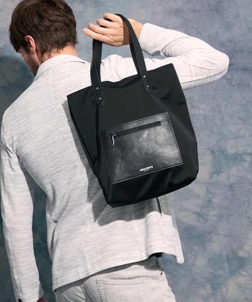 HIDEAWAYS NICOLE（ハイダウェイニコル）の「ポートレートトートバッグ（トートバッグ・メンズ・ブラック/ライトグレー・FREE）」の4枚目の写真