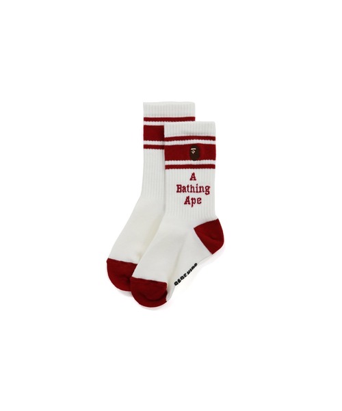 A BATHING APE（アベイシングエイプ）の「APE HEAD RIB SOCKS（ソックス/靴下・キッズ・ブラック/ホワイト・MEDIUM/SMALL）」の2枚目の写真