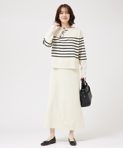 abahouse mavie（アバハウスマヴィ）の「【セットアップ対応】セミフレアニットスカート（スカート・レディース・ホワイト/ネイビー/ブラック・フリー）」の7枚目の写真