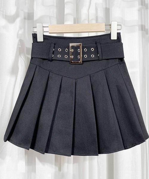 SPIGA(スピーガ)の「2つ穴ベルト付プリーツミニSK(スカート・レディース・ベージュ/ブラウン/ブラック・SMALL/MEDIUM)」の2枚目の写真