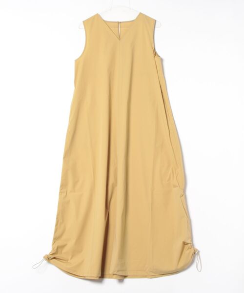 Q（キュー）の「接触冷感　ギャザーワンピース（ワンピース・レディース・ブラック/レモンイエロー・MEDIUM）」の3枚目の写真