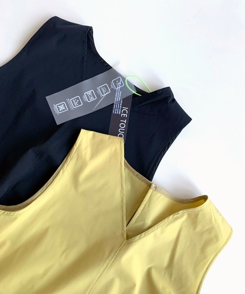 Q（キュー）の「接触冷感　ギャザーワンピース（ワンピース・レディース・ブラック/レモンイエロー・MEDIUM）」の19枚目の写真