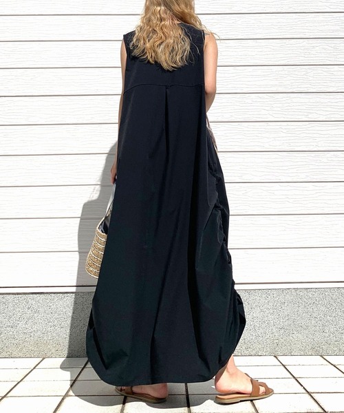 Q（キュー）の「接触冷感　ギャザーワンピース（ワンピース・レディース・ブラック/レモンイエロー・MEDIUM）」の15枚目の写真