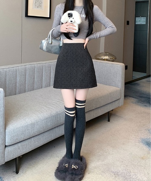 kirakiraShop(キラキラショップ)の「ハート ドット柄 ミニスカート(スカート・レディース・ブラック/グレー・S/M/L)」の12枚目の写真