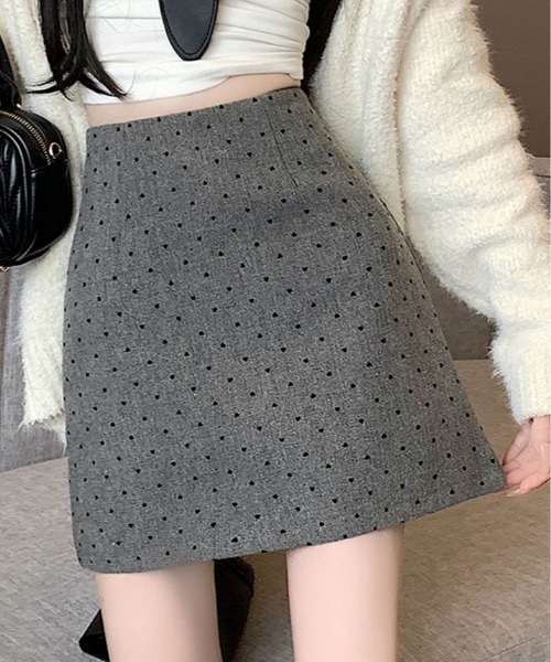 kirakiraShop(キラキラショップ)の「ハート ドット柄 ミニスカート(スカート・レディース・ブラック/グレー・S/M/L)」の13枚目の写真