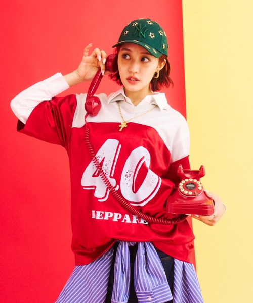 What Is Heart(ワットイズハート)の「uniform T-shirt - ユニフォームTシャツ -(Tシャツ/カットソー・レディース・レッド/ネイビー・SMALL/MEDIUM)」の2枚目の写真