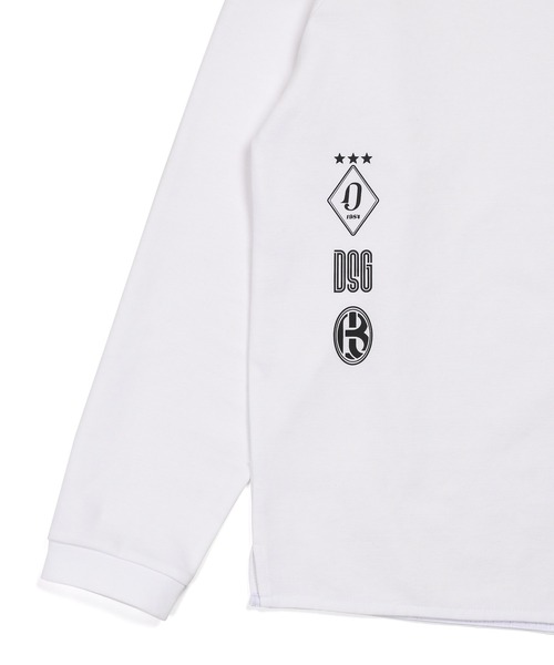 The DUFFER of ST.GEORGE（ザダファーオブセントジョージ）の「〔BLACK LABEL〕SORONA PONTE 3-EMBLEM L/SL TEE：ポンチ素材 スリーエンブレム ロンT（Tシャツ/カットソー・メンズ・ホワイト/ブラック・SMALL/MEDIUM/LARGE/X-LARGE）」の14枚目の写真