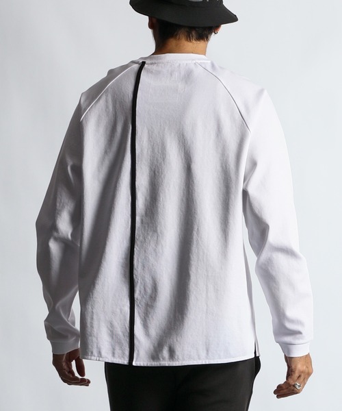The DUFFER of ST.GEORGE（ザダファーオブセントジョージ）の「〔BLACK LABEL〕SORONA PONTE 3-EMBLEM L/SL TEE：ポンチ素材 スリーエンブレム ロンT（Tシャツ/カットソー・メンズ・ホワイト/ブラック・SMALL/MEDIUM/LARGE/X-LARGE）」の8枚目の写真
