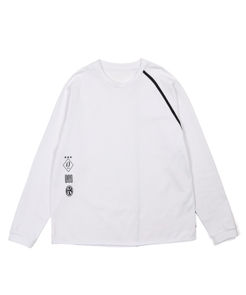 The DUFFER of ST.GEORGE（ザダファーオブセントジョージ）の「〔BLACK LABEL〕SORONA PONTE 3-EMBLEM L/SL TEE：ポンチ素材 スリーエンブレム ロンT（Tシャツ/カットソー・メンズ・ホワイト/ブラック・SMALL/MEDIUM/LARGE/X-LARGE）」の9枚目の写真