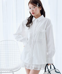 OLIVE des OLIVE | 胸リボンビッグシャツ(シャツ/ブラウス)