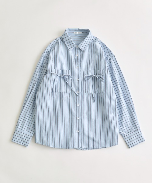 OLIVE des OLIVE（オリーブデオリーブ）の「胸リボンビッグシャツ（シャツ/ブラウス・レディース・サックスブルー/チャコールグレー/オフホワイト・FREE）」の20枚目の写真