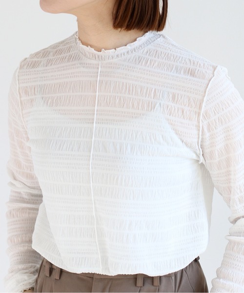 cepo(セポ)の「シャーリングシアーカットソー(Tシャツ/カットソー・レディース・オフホワイト/ブラック・M)」の13枚目の写真