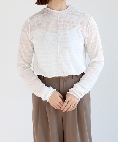 cepo(セポ)の「シャーリングシアーカットソー(Tシャツ/カットソー・レディース・オフホワイト/ブラック・M)」の17枚目の写真