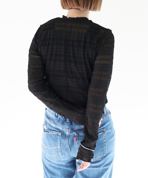 cepo(セポ)の「シャーリングシアーカットソー(Tシャツ/カットソー・レディース・オフホワイト/ブラック・M)」の6枚目の写真