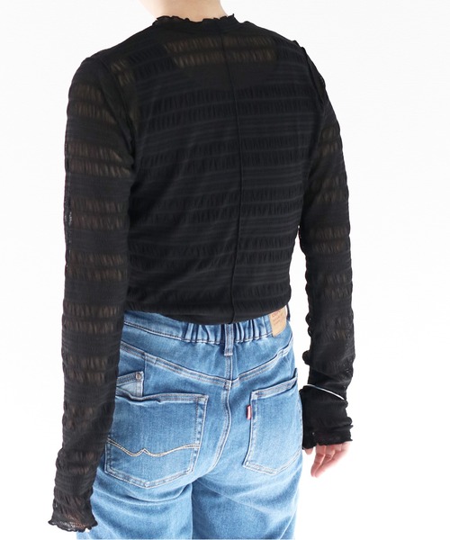 cepo(セポ)の「シャーリングシアーカットソー(Tシャツ/カットソー・レディース・オフホワイト/ブラック・M)」の7枚目の写真