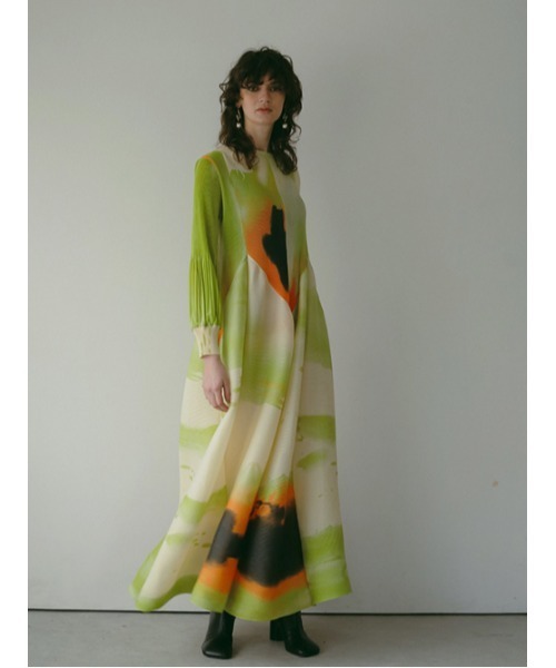AMAIL(アマイル)の「INK PRINT ドレス(ドレス・レディース・グリーン・FREE)」の3枚目の写真