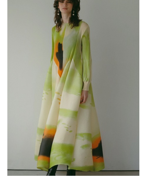 AMAIL(アマイル)の「INK PRINT ドレス(ドレス・レディース・グリーン・FREE)」の5枚目の写真