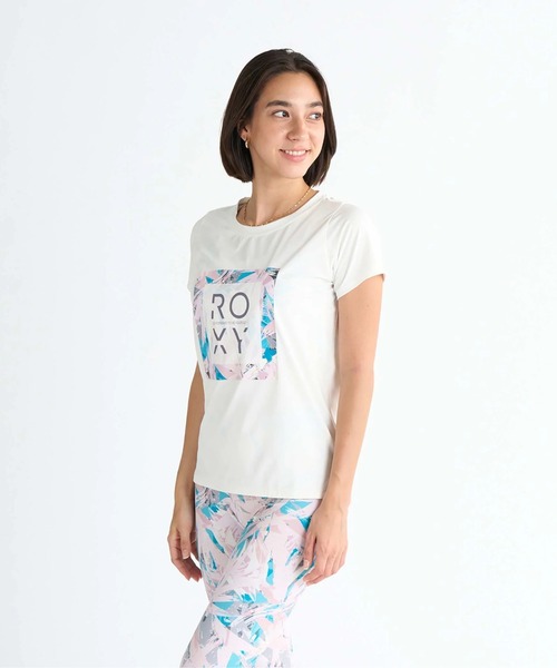ROXY(ロキシー)の「FROM THE INSIDE TEE /ロキシー水陸両用フロントプリント半袖シャツ(Tシャツ/カットソー・レディース・ブラック/ピンク/カーキ・SMALL/MEDIUM/LARGE)」の1枚目の写真