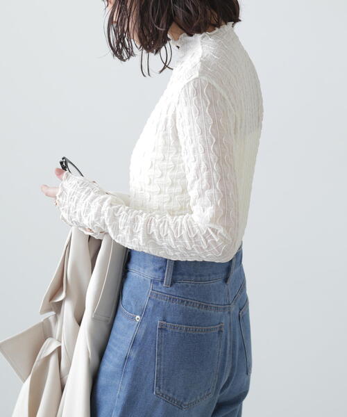 FREE'S MART（フリーズマート）の「◆ウェーブ柄シアーインナーカットソー（Tシャツ/カットソー・レディース・ライトグリーン/ホワイト/ブラック・FREE）」の19枚目の写真