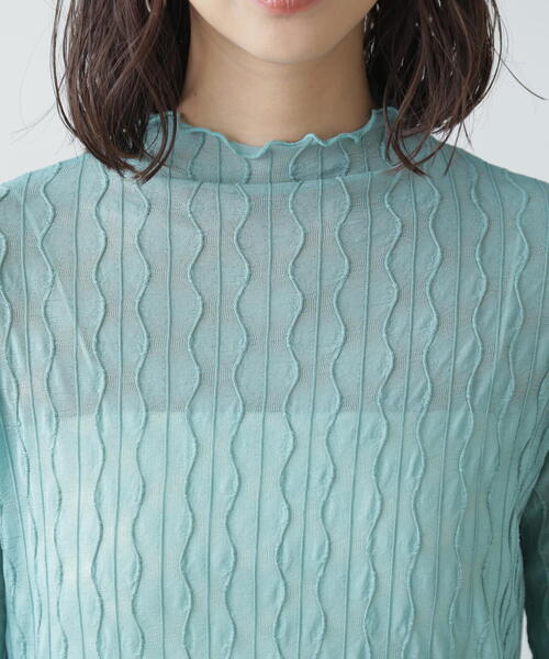 FREE'S MART（フリーズマート）の「◆ウェーブ柄シアーインナーカットソー（Tシャツ/カットソー・レディース・ライトグリーン/ホワイト/ブラック・FREE）」の5枚目の写真