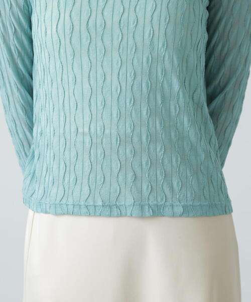 FREE'S MART（フリーズマート）の「◆ウェーブ柄シアーインナーカットソー（Tシャツ/カットソー・レディース・ライトグリーン/ホワイト/ブラック・FREE）」の9枚目の写真