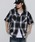 SUGGESTIONiTWFbVj́uRecycled yarn ombre check short-sleeved shirt / TCN Iu`FbNVc unisexiVc/uEXjvbzCg
