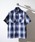 SUGGESTIONiTWFbVj́uRecycled yarn ombre check short-sleeved shirt / TCN Iu`FbNVc unisexiVc/uEXjvbu[