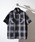 SUGGESTIONiTWFbVj́uRecycled yarn ombre check short-sleeved shirt / TCN Iu`FbNVc unisexiVc/uEXjvb`R[