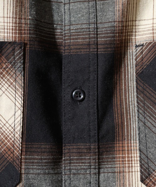 SUGGESTION(サジェッション)の「Recycled yarn ombre check short-sleeved shirt / リサイクル糸 オンブレチェック半袖シャツ unisex(シャツ/ブラウス・メンズ・チャコール/ホワイト/ブラウン/ブルー・M/L/LL)」の11枚目の写真